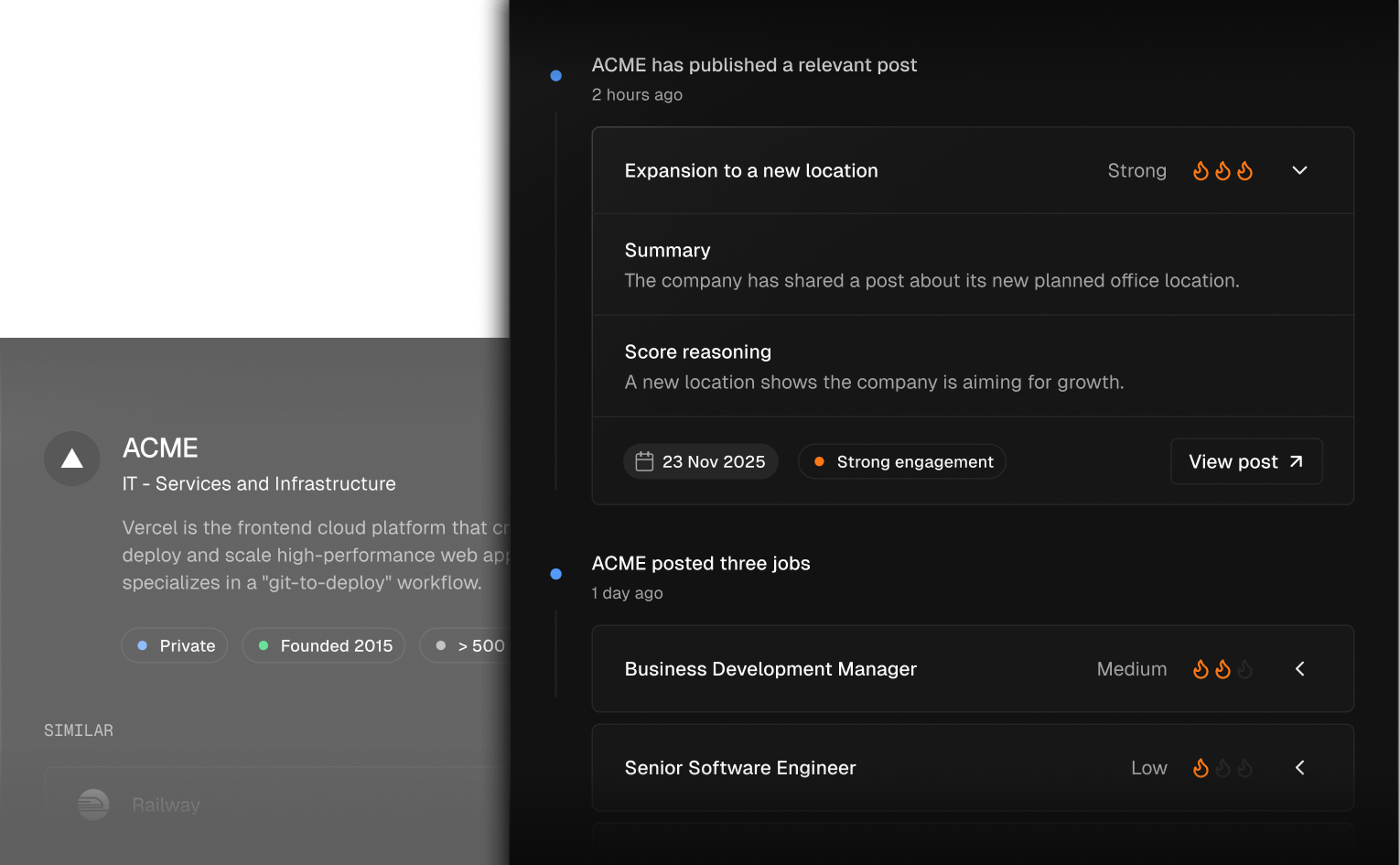Sonarly signals feature