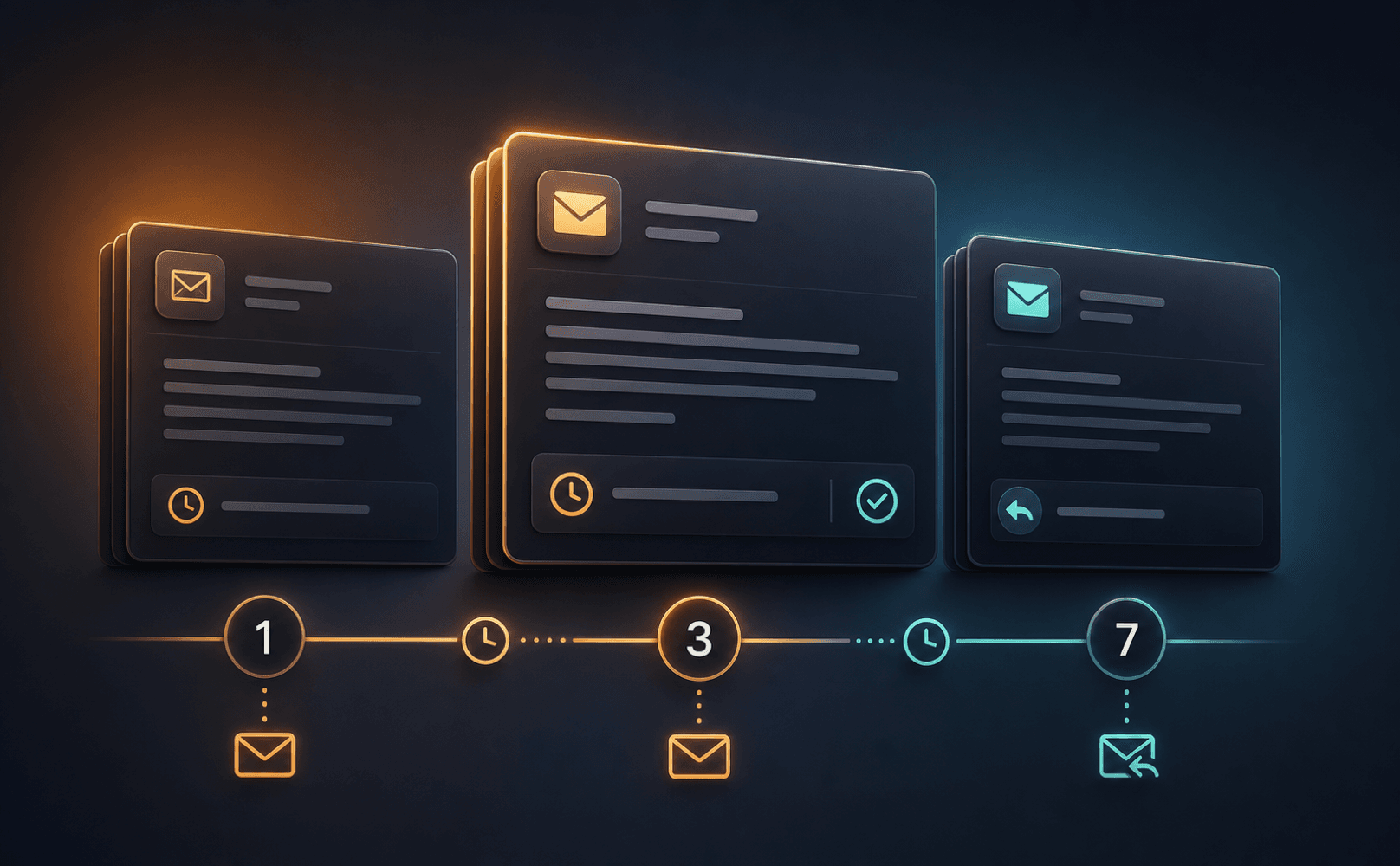 Cold email follow-up sequence with timed message steps
