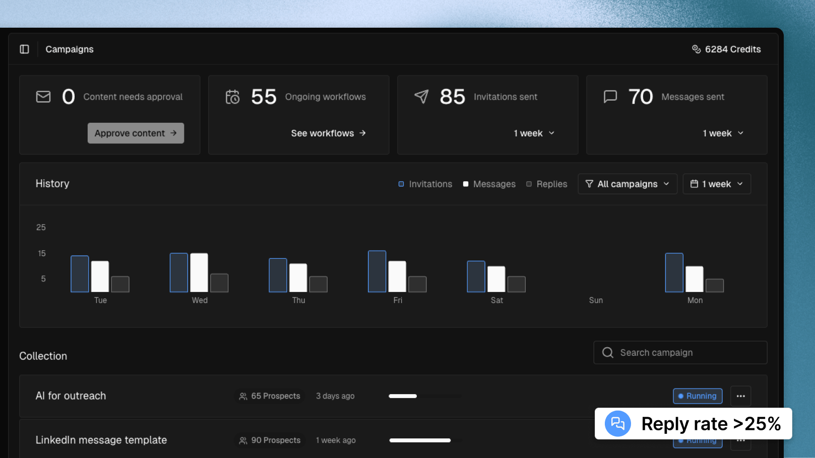 Sonarly campaigns dashboard showing what the playbook helps you do