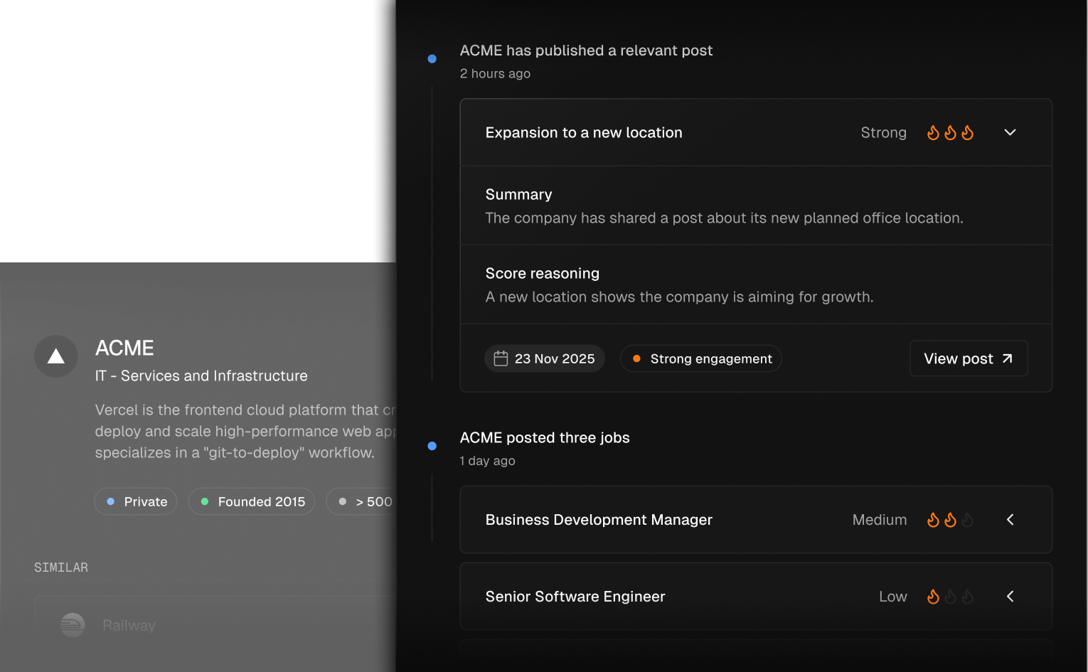 Sonarly signals feature