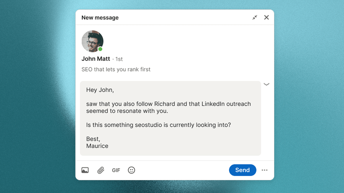 Message draft example for reaching people from thought leader conversations