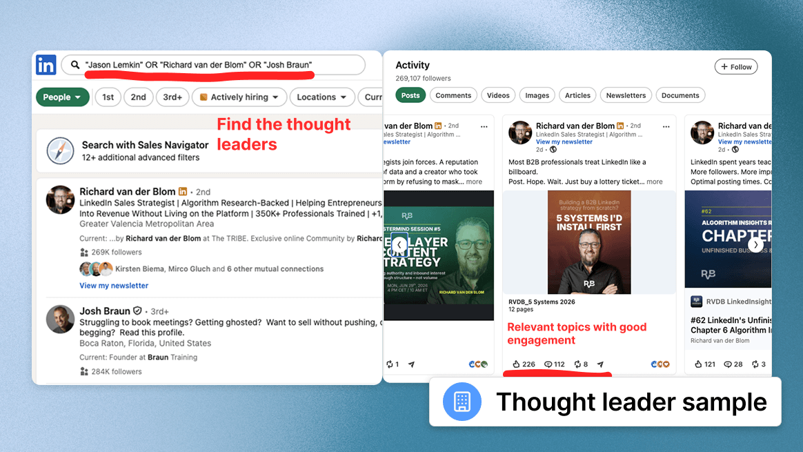 LinkedIn thought leader post sample for finding active industry conversations