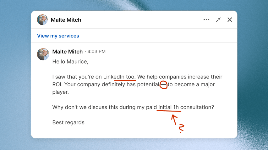 Cold LinkedIn DM compared with a warm signal-based LinkedIn message